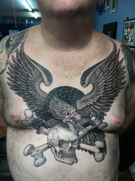 Tattoos - Black and grey Illustrative Eagle - 138836